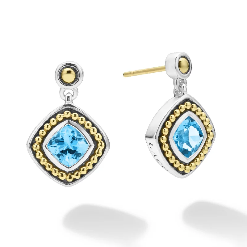 Rustic bone drop earrings for primal organic appeal -Swiss Blue Topaz Drop Earrings