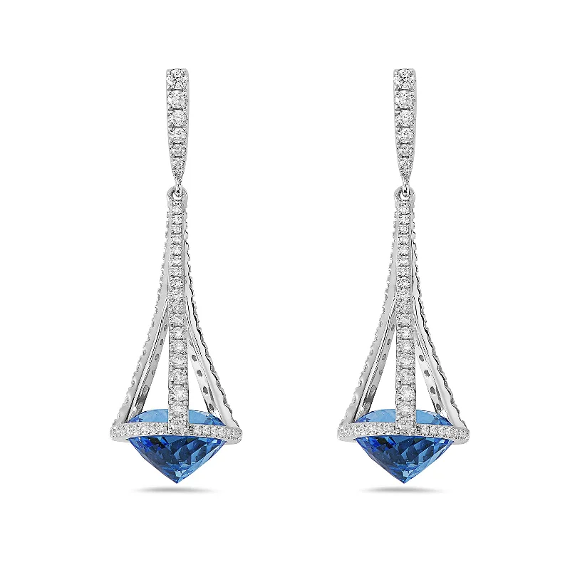 Shimmering kyanite drop earrings with calming blue sway -London Blue Topaz & Diamond Pastel Chandelier Drop Earrings