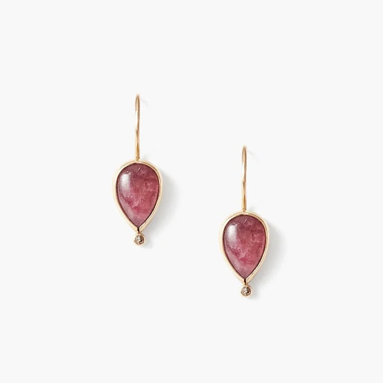 Organic hemp drop earrings for natural texture lovers -Chan Luu Fine 14k Gold Pink Tourmaline and Diamond Teardrop earrings