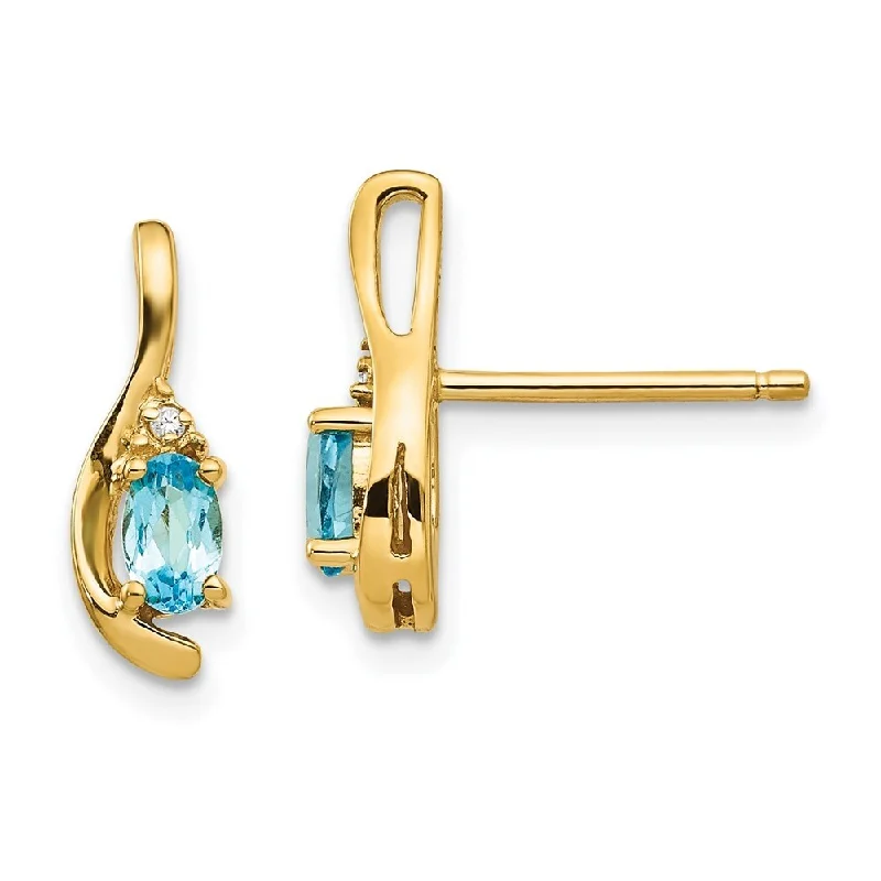 Playful tassel drop earrings adding movement and fun -14K Yellow Gold Natural Diamond & Real Blue Gemstone Drop Earrings (L-14 mm, W-5 mm)