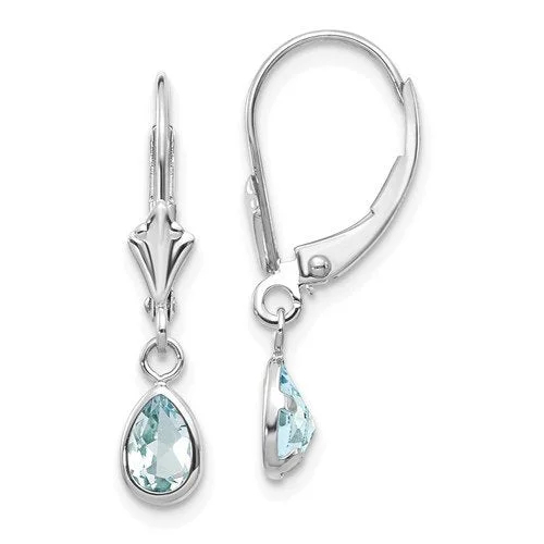 Oversized statement drop earrings for eye-catching events -14KT GOLD 0.70 CTW PEAR AQUAMARINE LEVERBACK DROP EARRINGS