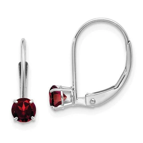 Durable steel drop earrings for tough everyday shine -14KT WHITE GOLD 0.60 CTW GARNET LEVERBACK DROP EARRINGS