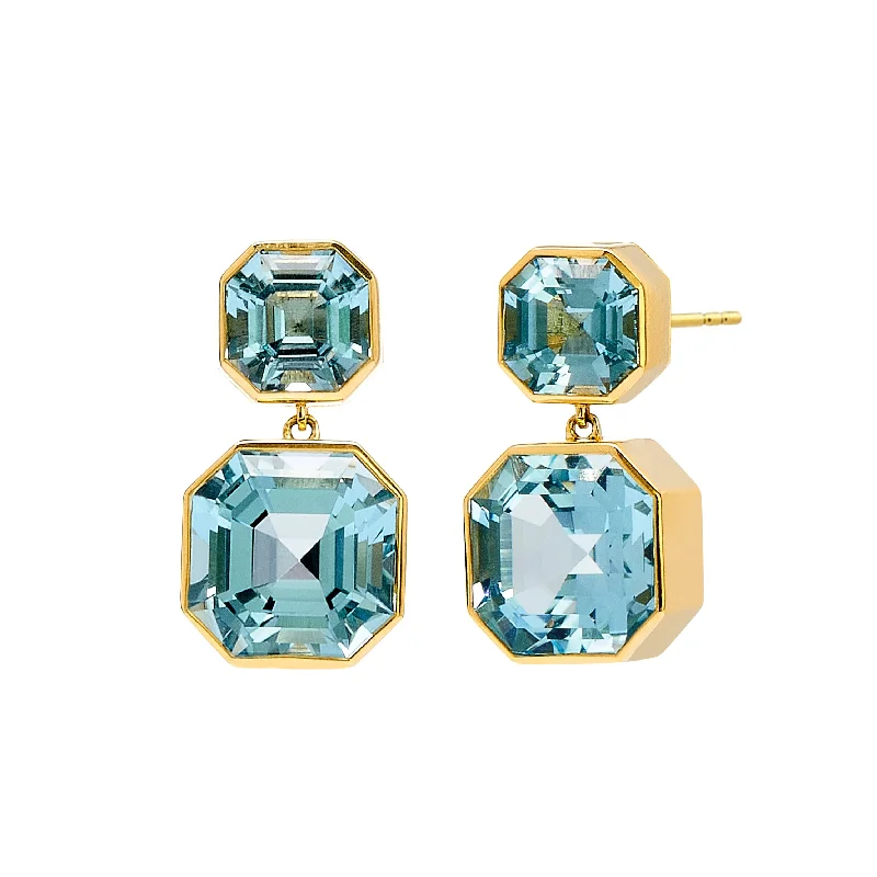 Sleek platinum drop earrings for luxurious subtle shine -Asscher Cut Double Drop Earrings