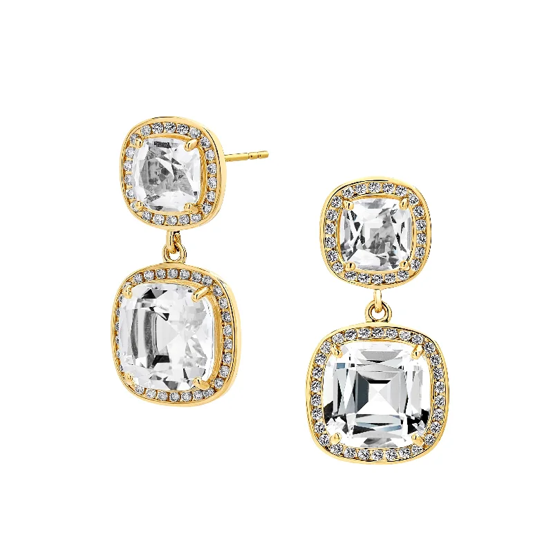 Radiant quartz drop earrings amplifying light and style -Cushion Double Drop Earrings