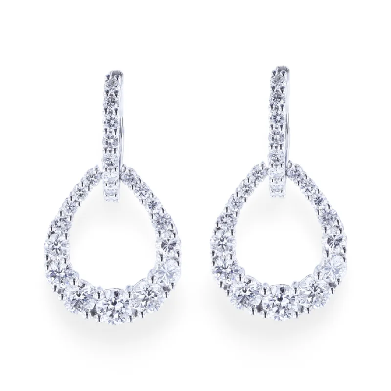 Intricate filigree drop earrings showcasing delicate metalwork -18KT WHITE GOLD 2.74CTW DIAMOND DROP EARRINGS