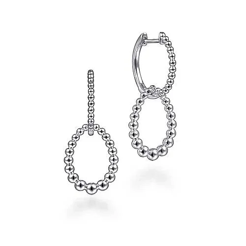 Classic trilogy drop earrings with three-stone elegance -Gabriel & Co. Bujukan Huggie Drop Earrings in Sterling Silver