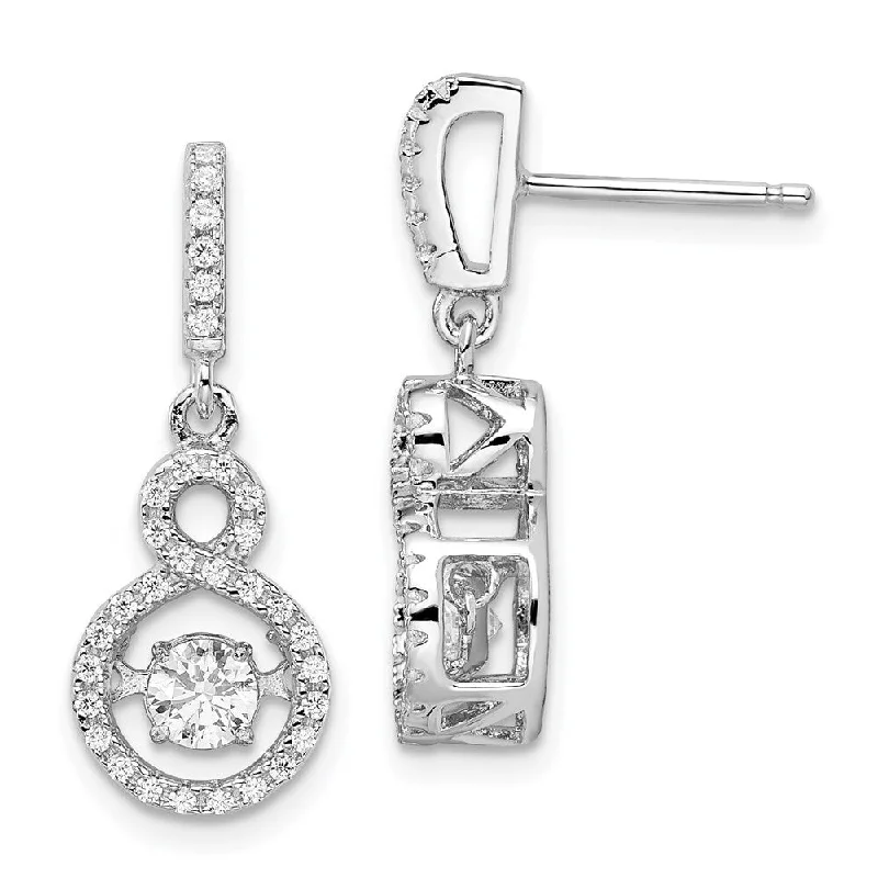 Vintage-inspired drop earrings with engraved floral details -925 Sterling Silver Round Cut Cubic Zirconia Drop Earrings