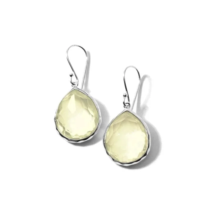 Delicate chain drop earrings with tiny gem accents -Ippolita Lemon Citrine "Rock Candy" Teardrop Earrings in Sterling Silver