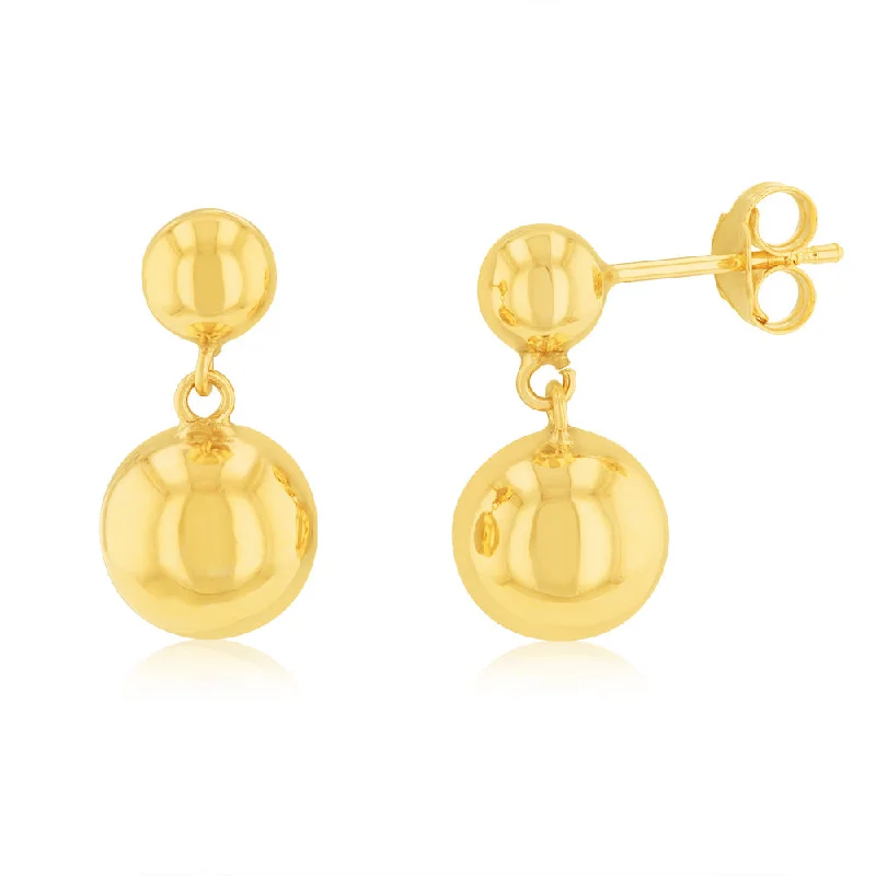 Elegant diamond drop earrings for timeless evening glamour -9ct Yellow Gold 5mm And 8mm Ball Drop Earrings