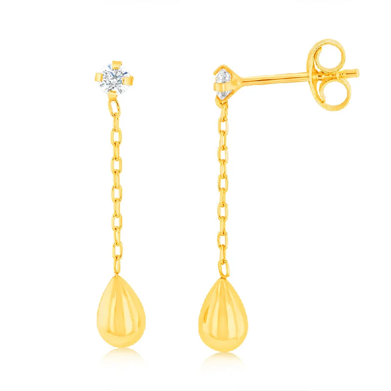 Handmade beaded drop earrings with colorful artisan flair -9ct Yellow Gold Tear Drop Earrings