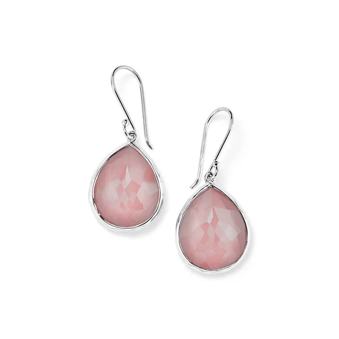 Romantic rose drop earrings shaped like blooming flowers -Ippolita Rock Candy Pink Shell Teardrop Earrings in Sterling Silver