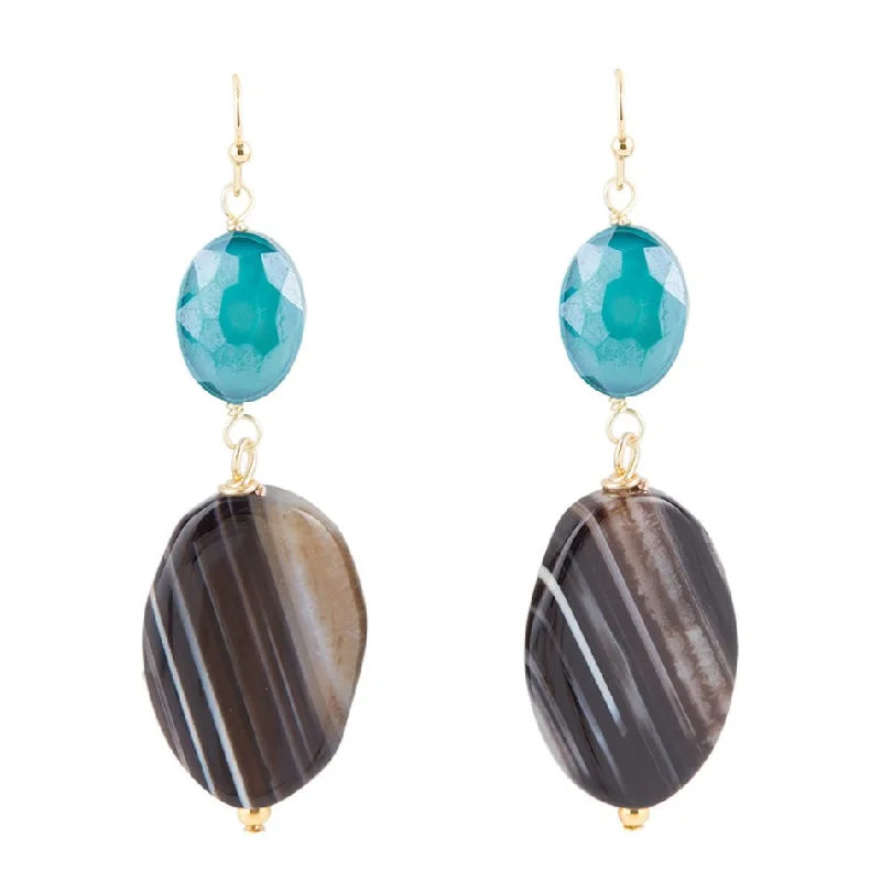 Vivid fluorite drop earrings swaying with rainbow hues -Agate Sparkle Drop Earrings