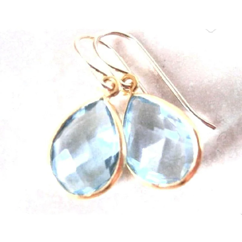 Timeless sapphire drop earrings blending blue with grace -Andi Blue Topaz Drop Earrings