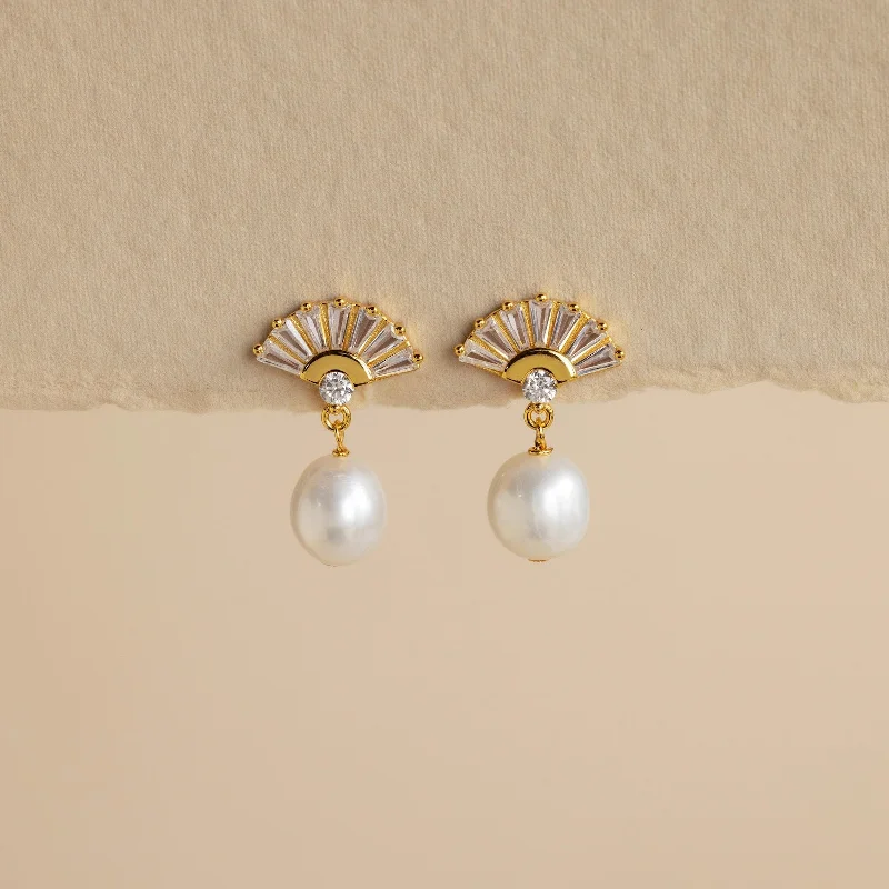 Minimalist chain drop earrings for sleek modern style -Art Deco Pearl Drop Earrings