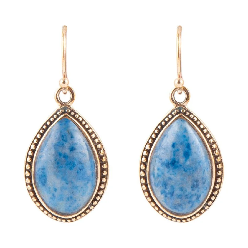 Dreamy opalite drop earrings with translucent milky shine -Balinese Lapis Drop Earrings