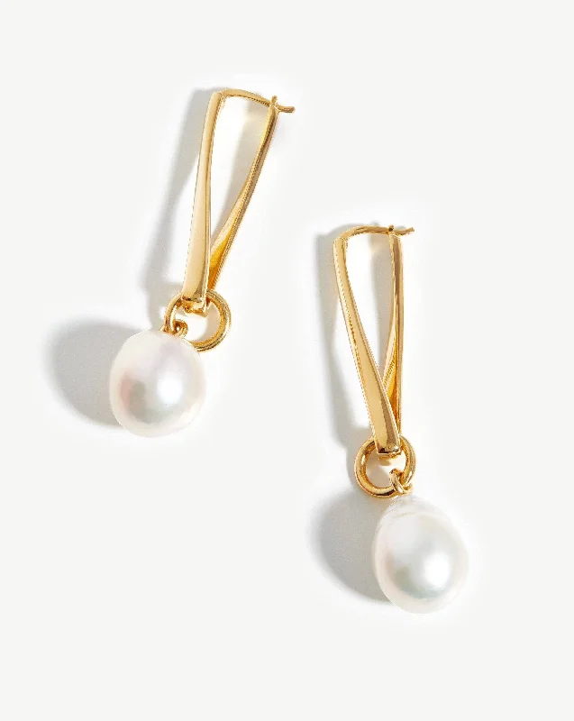 Elegant diamond drop earrings for timeless evening glamour -Baroque Pearl Twisted Drop Earrings | 18ct Gold Plated/Pearl