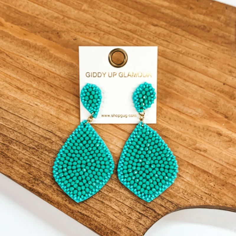 Rose gold drop earrings blending warmth and elegance -Beaded Teardrop Earrings in Turquoise