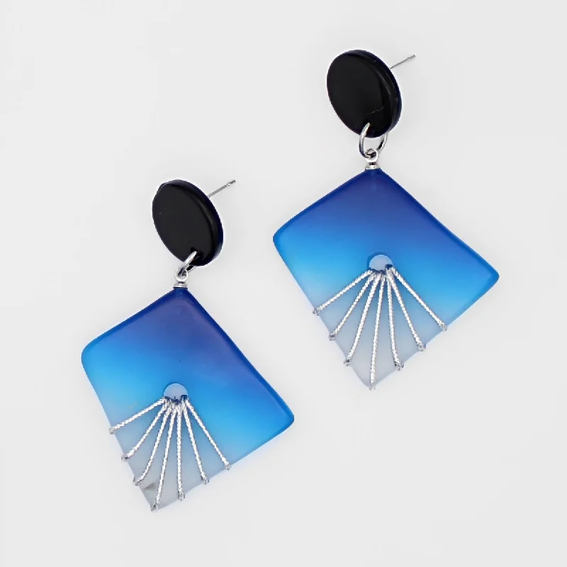 Radiant zircon drop earrings swaying with brilliance -Blue and Silver Thalia Drop Earrings