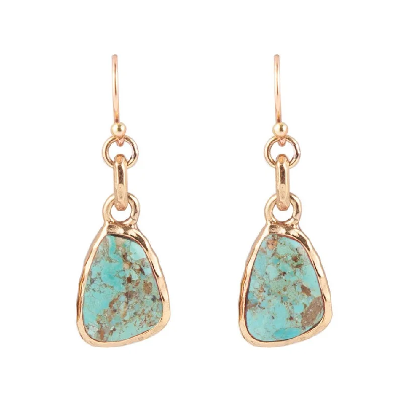 Cool lapis drop earrings swaying with blue mystique -Turquoise and Bronze Drop Earrings