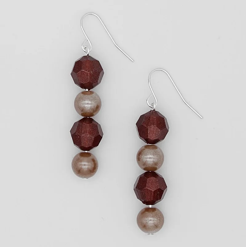 Polished nickel drop earrings for affordable shiny dangles -Brown Disco Drop Earrings