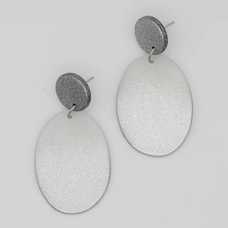 Hand-forged drop earrings showcasing raw metal beauty -Silver Oval Bailee Drop Earrings