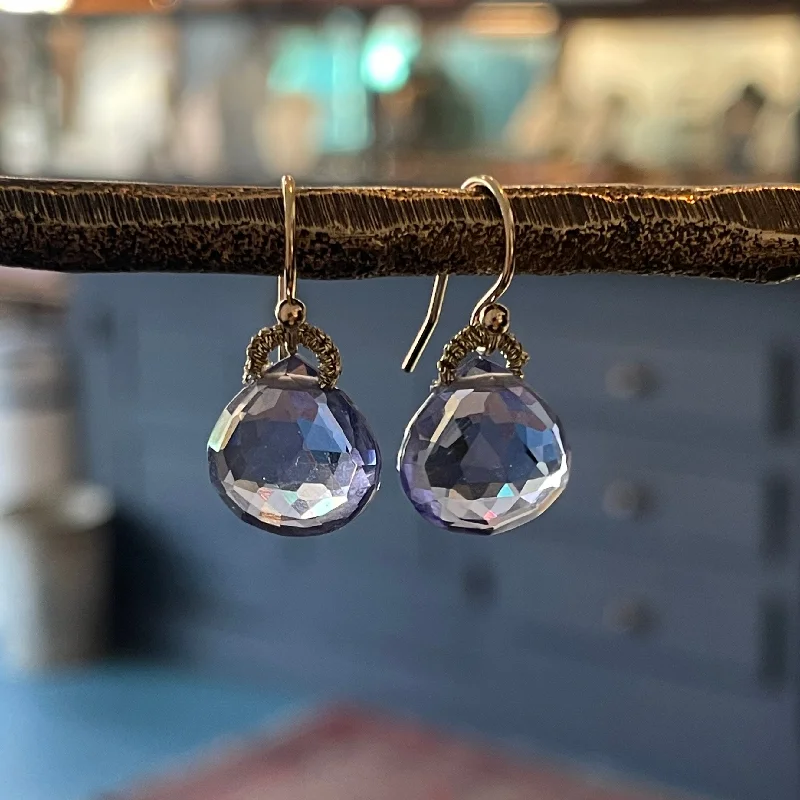 Sunny topaz drop earrings for crisp clear sparkle -Iolite Drop Earrings