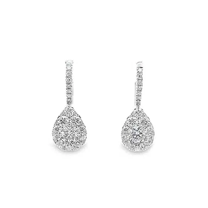 Shimmering herkimer drop earrings mimicking diamond clarity -Mountz Collection Diamond Drop Earrings in 14K White Gold