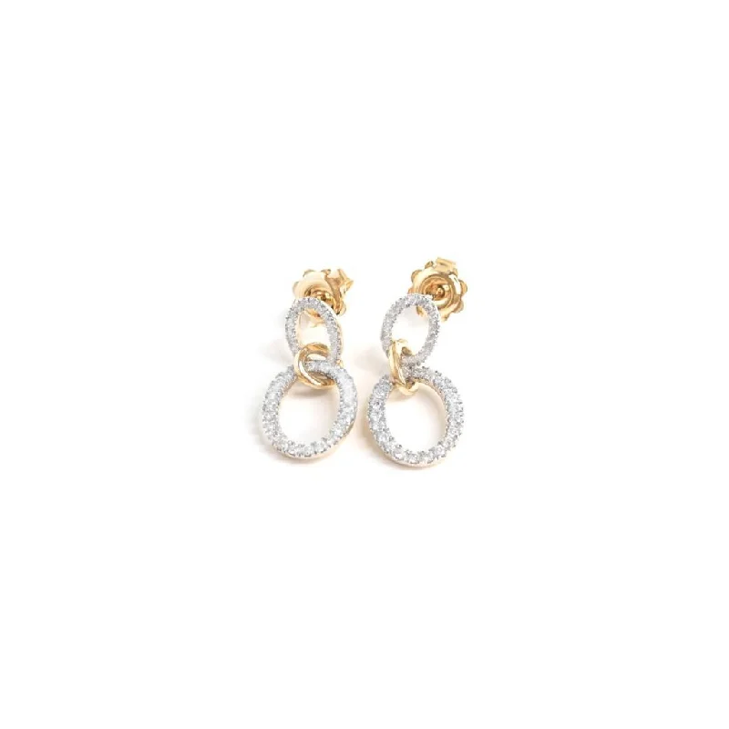 Shimmering herkimer drop earrings mimicking diamond clarity -Double Diamond Drop Earrings - 9ct Gold