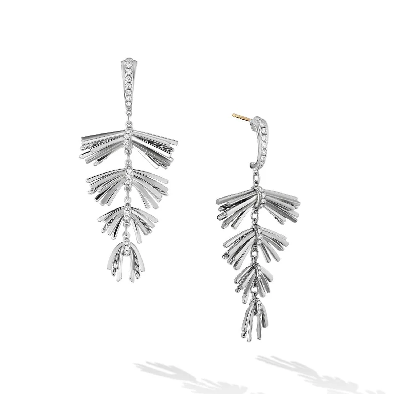 Polished nickel drop earrings for affordable shiny dangles -Angelika Fringe Drop Earrings in Sterling Silver with Pave Diamonds