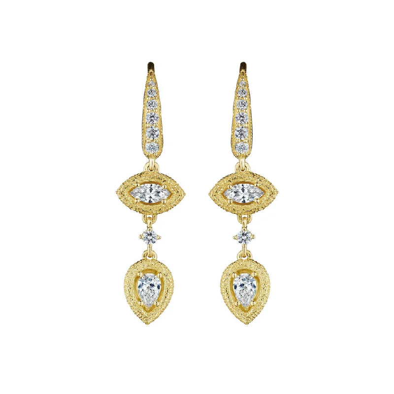 Classic trilogy drop earrings with three-stone elegance -Diamond Drop Earrings