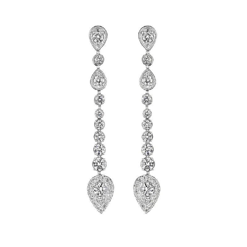 Regal jade drop earrings with calming green depth -Diamond Wave Drop Earrings