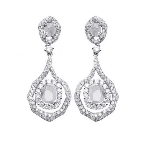 Elegant diamond drop earrings for timeless evening glamour -Sliced Diamond Drop Earrings