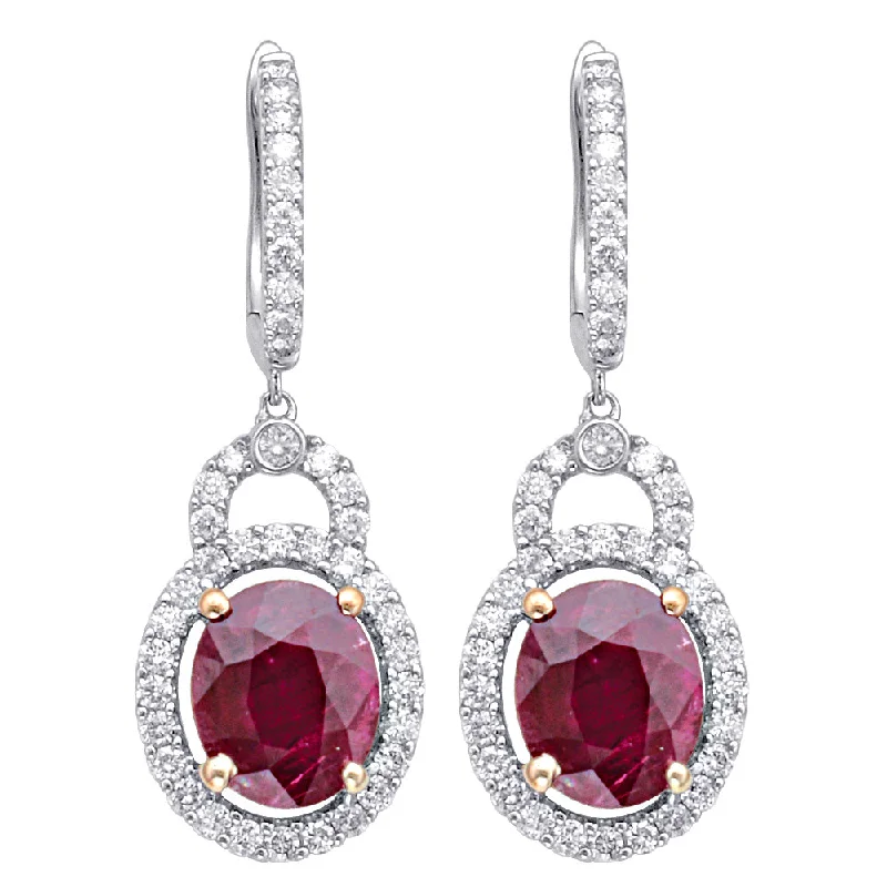 Classic pearl drop earrings for timeless dangling beauty -Ruby and Diamond Drop Earrings