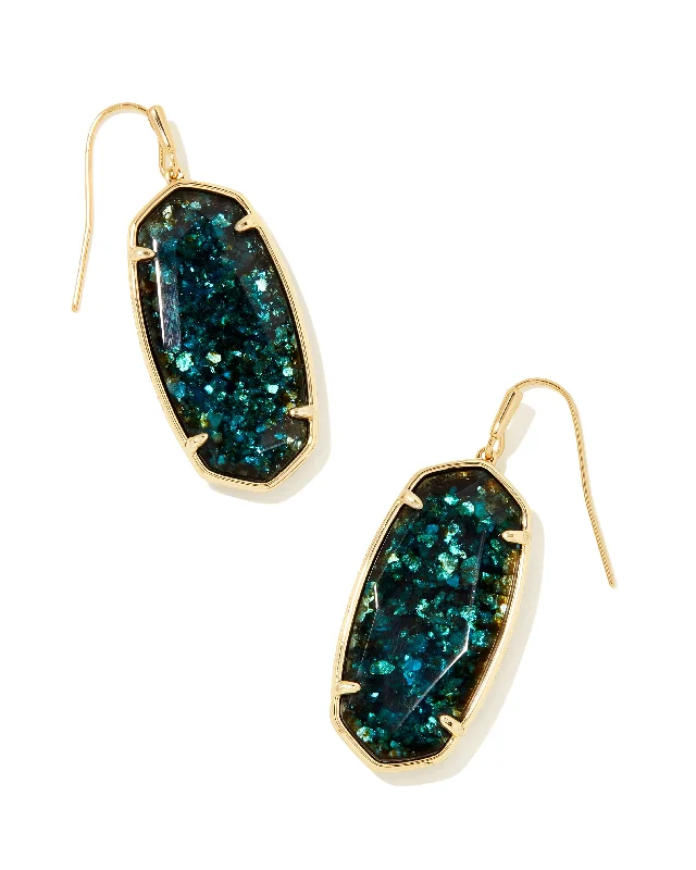 Playful tassel drop earrings adding movement and fun -Elle Gold Plated Faceted Drop Earrings in Dark Teal Mica by Kendra Scott