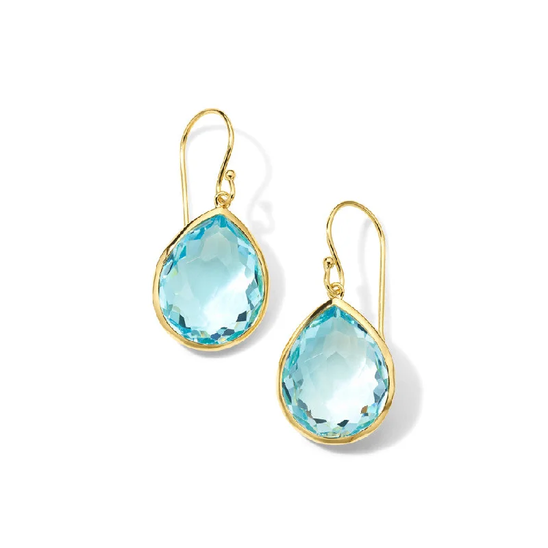 Lightweight feather drop earrings for breezy summer style -Blue Topaz Rock Candy Medium Teardrop Earrings