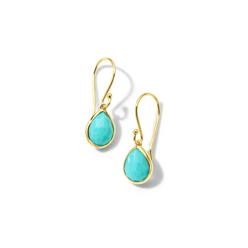 Geometric acrylic drop earrings offering bold modern shapes -Rock Candy Teeny Teardrop Earrings in Turquoise