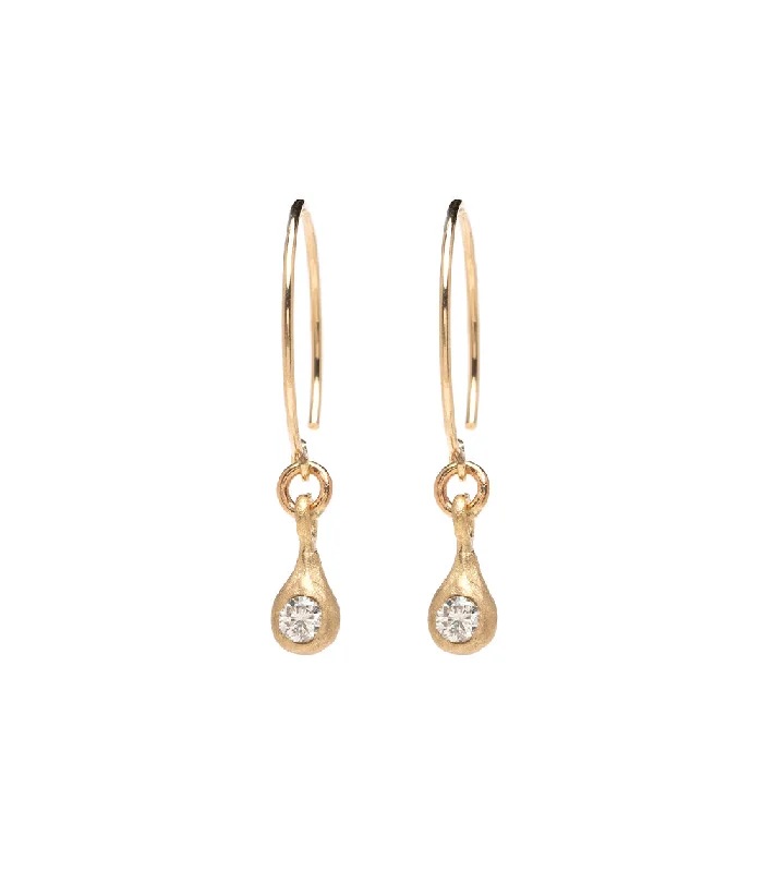 Classic hoop drop earrings combining dangles with circles -Dewdrop Earrings