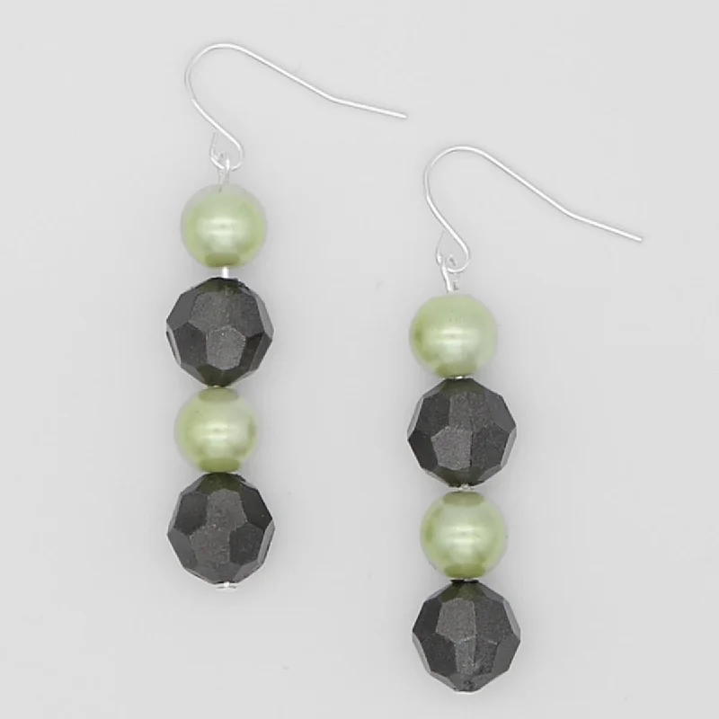 Rustic bone drop earrings for primal organic appeal -Green Disco Drop Earrings