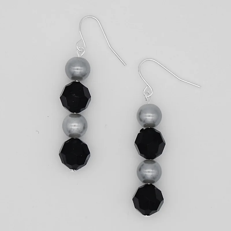 Classic trilogy drop earrings with three-stone elegance -Black Disco Drop Earrings