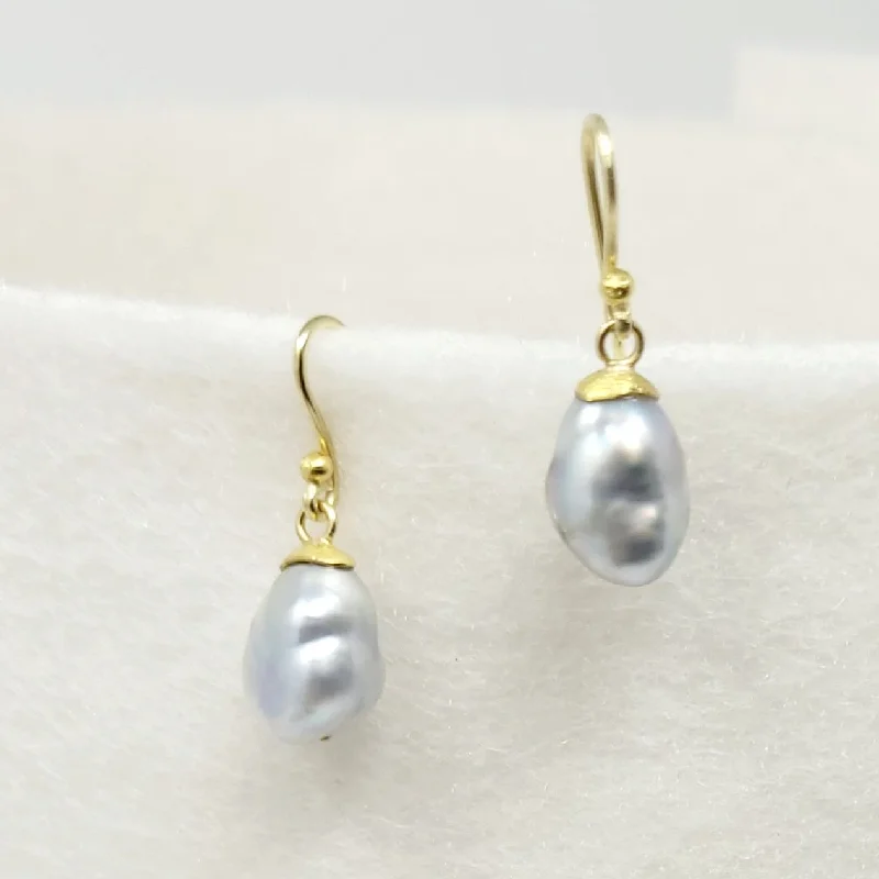 Rose gold drop earrings blending warmth and elegance -Grey Tahitian Keshi Pearl Drop Earrings