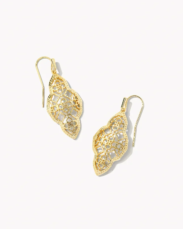 Soft velvet drop earrings offering cozy winter texture -Kendra Scott Abbie Metal Drop Earrings Gold