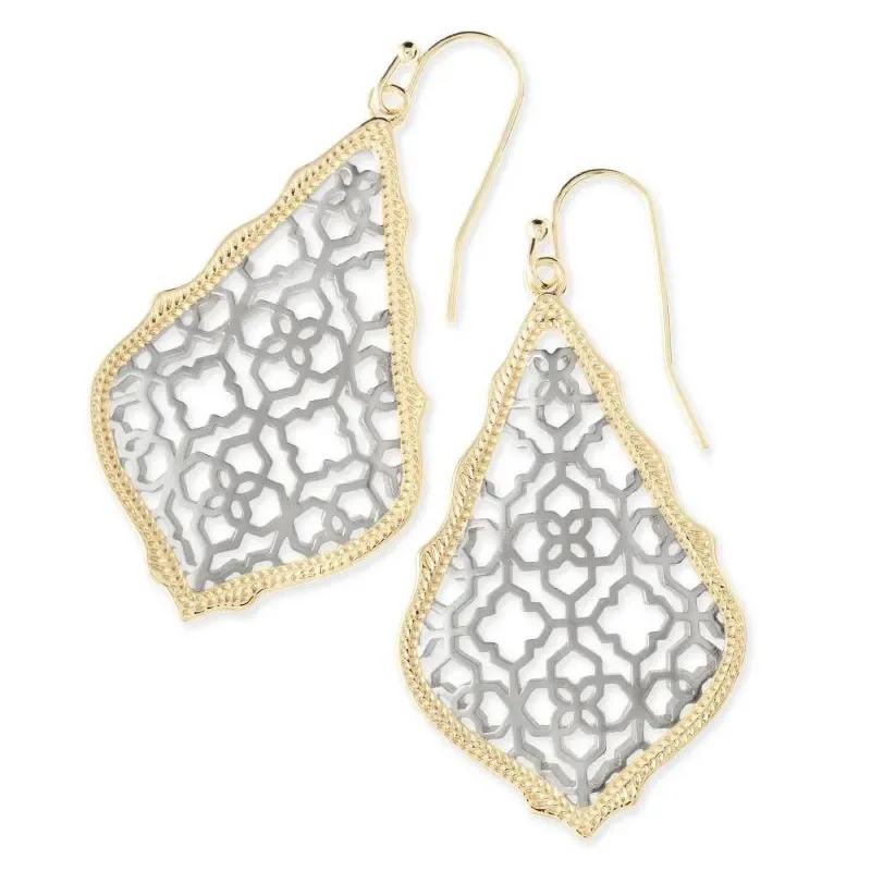 Vibrant citrine drop earrings radiating sunny golden hues -Kendra Scott | Addie Gold Drop Earrings in Silver Filigree Mix