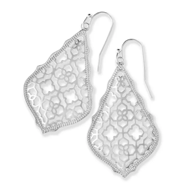 Geometric acrylic drop earrings offering bold modern shapes -Kendra Scott | Addie Silver Drop Earrings in Silver Filigree Mix