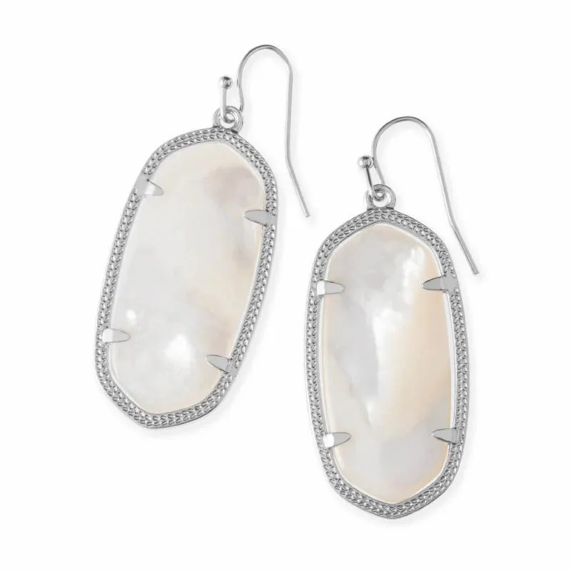 Simple teardrop drop earrings for understated chic appeal -Kendra Scott | Elle Silver Drop Earrings In Ivory Mother-Of-Pearl