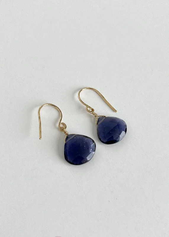 Simple bar drop earrings for clean modern lines -Iolite Small Drop Earrings