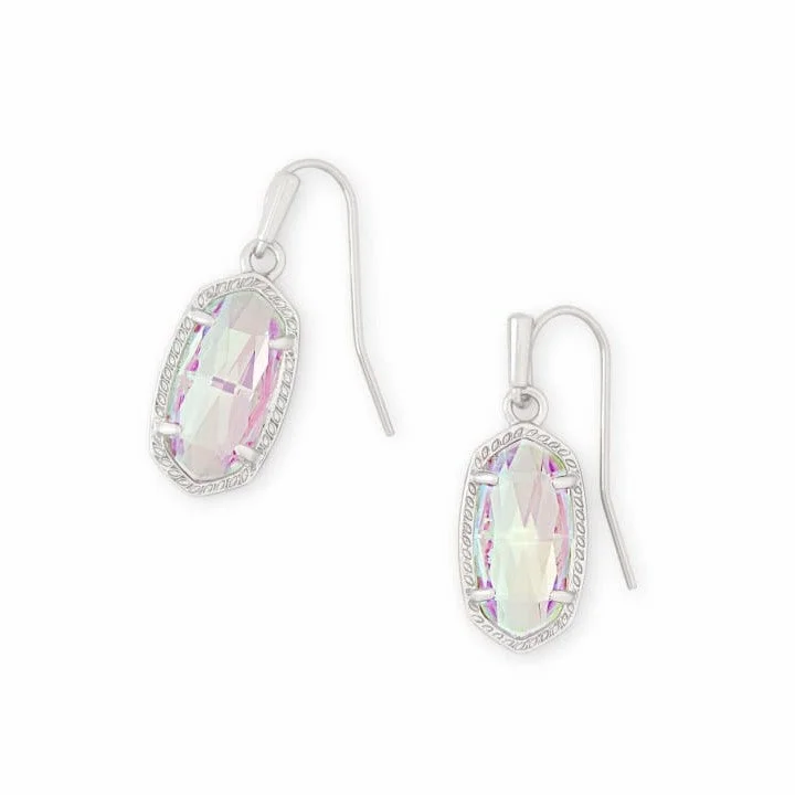 Bright tourmaline drop earrings with multicolored stone charm -Lee Silver Plated Drop Earrings in Dichroic Glass by Kendra Scott