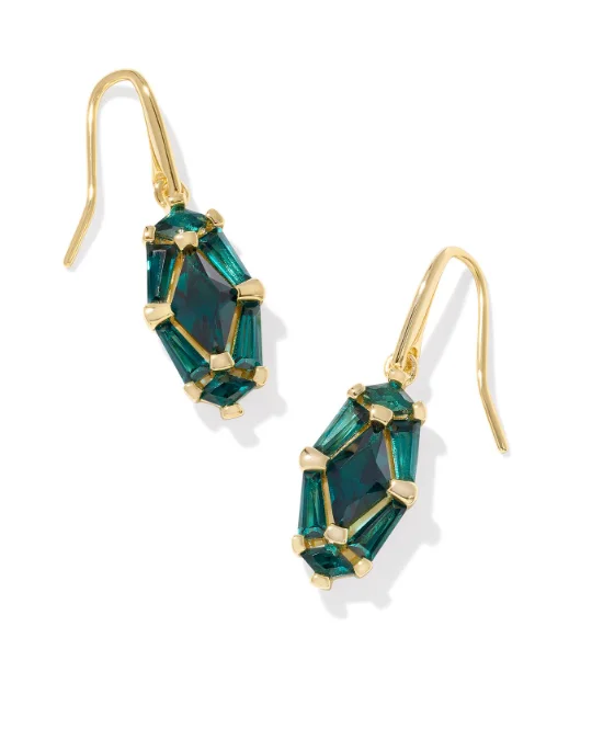 Matte black drop earrings for sleek minimalist looks -Lindy Rae Lee Gold Plated Green Crystal Drop Earrings by Kendra Scott