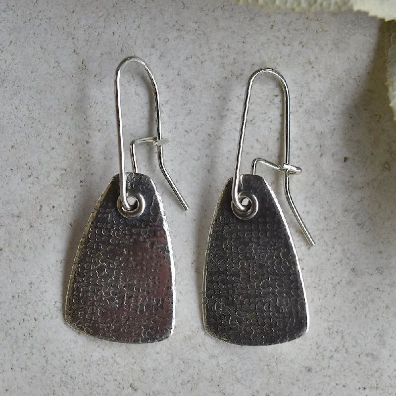 Romantic heart drop earrings symbolizing love and grace -'Linen' Pattern Shield Drop Earrings