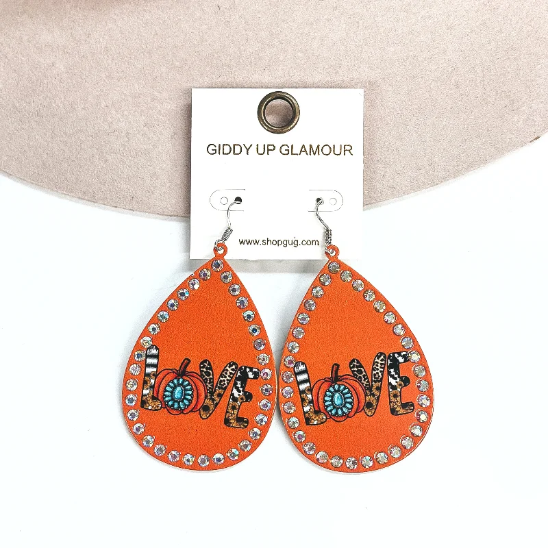 Vivid iolite drop earrings with violet-blue mystique -Seasonal Treats Love Teardrop Earrings in Orange with AB Crystals