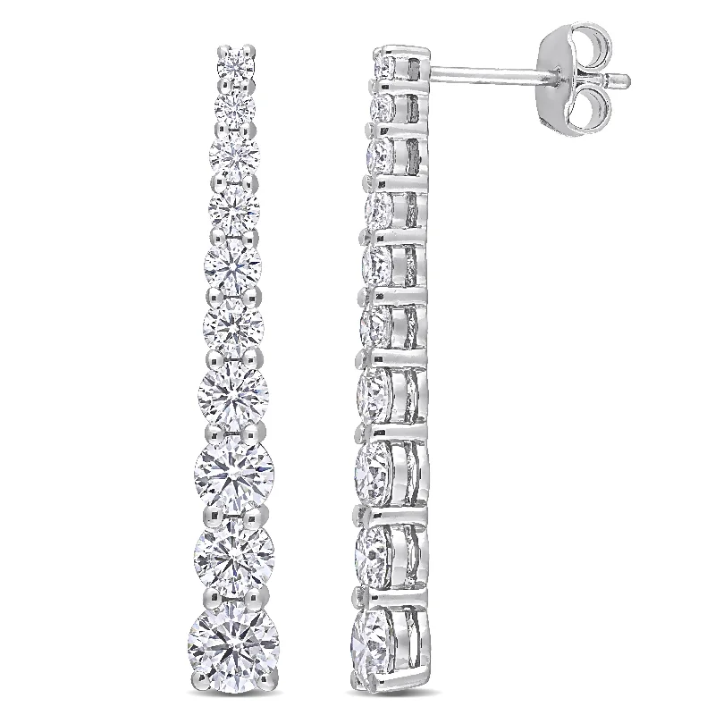 Classic hoop drop earrings combining dangles with circles -Miadora 2 3/4ct DEW Moissanite Graduated Linear Drop Earrings in Sterling Silver